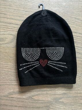 NWT Karl Lagerfeld Paris Choupette cat rhinestone beanie